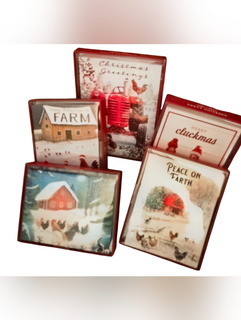 5 Boxes New Farm/Chicken themed Christmas Cards. Total 84 cardsEach box differe